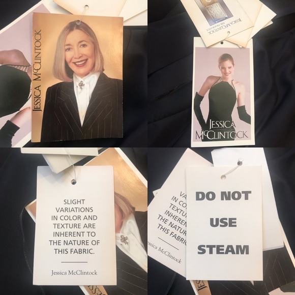 Vintage Gunne Sax Jessica McClintock Backless 80s Dress Goth Black NWT, Rosettes - Picture 14 of 16